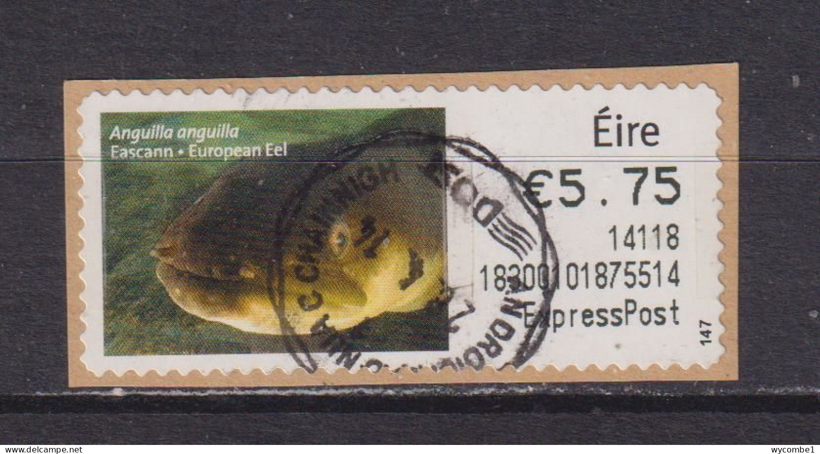 IRELAND  -  2013 European Eel SOAR (Stamp On A Roll)  CDS  Used On Piece As Scan - Used Stamps