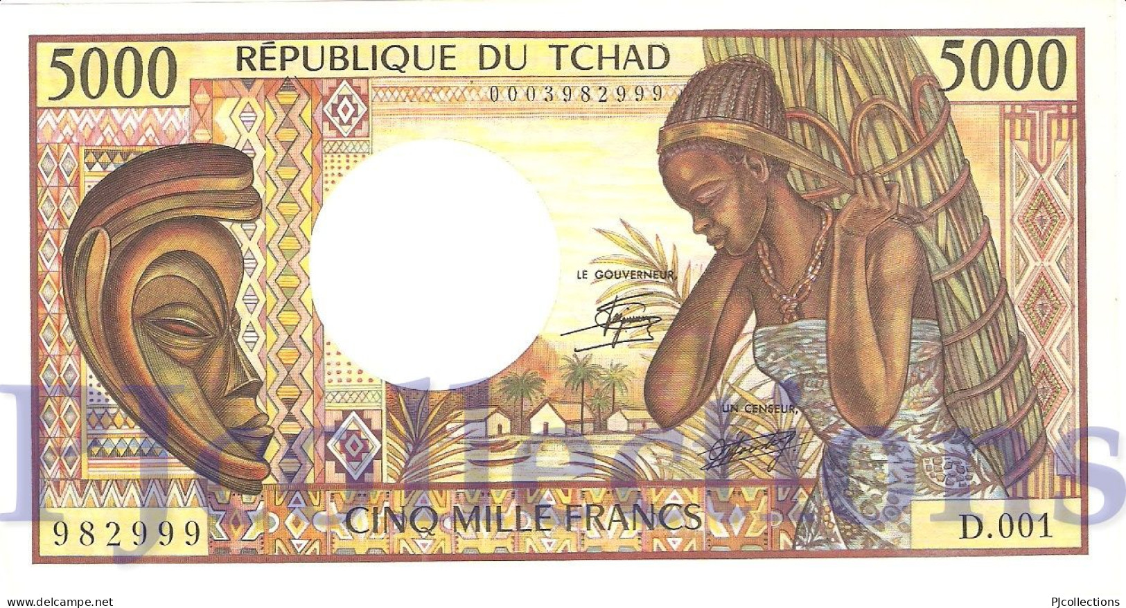 CHAD 5000 FRANCS 1984/85 PICK 11 AU/UNC - Tsjaad