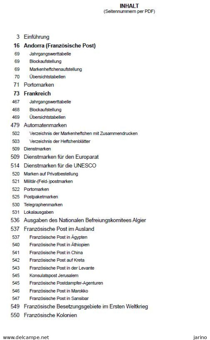 Michel Catalogue France + Andorra /Fr./ 2019 Via PDF On CD, 552 Pages, 237 MB - Deutsch