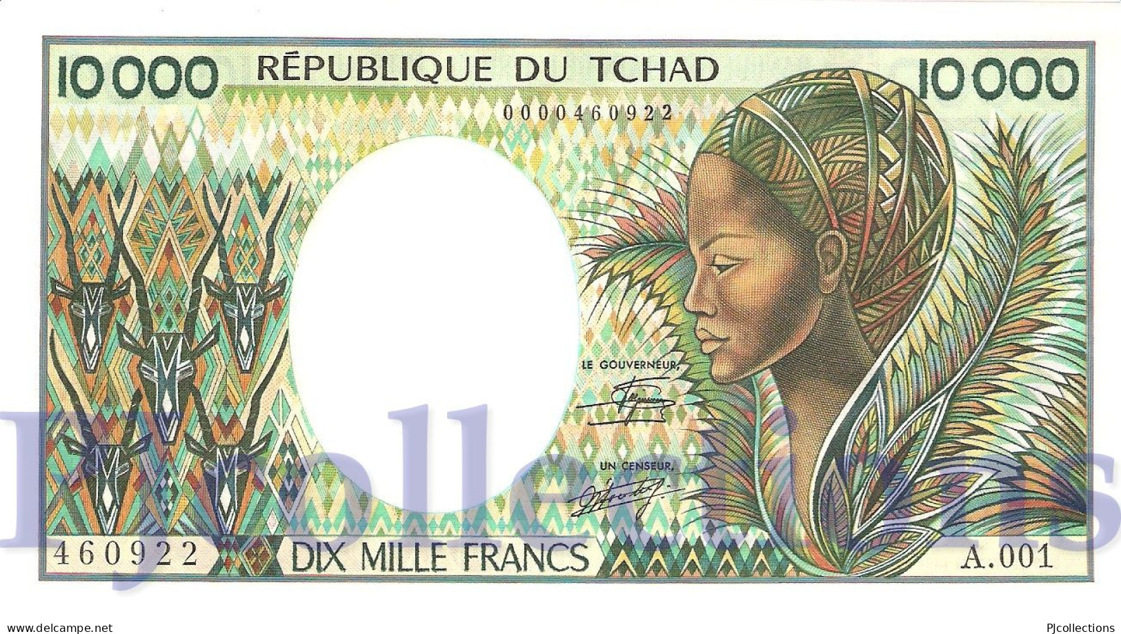 CHAD 10000 FRANCS 1984/91 PICK 12a AUNC - Tchad