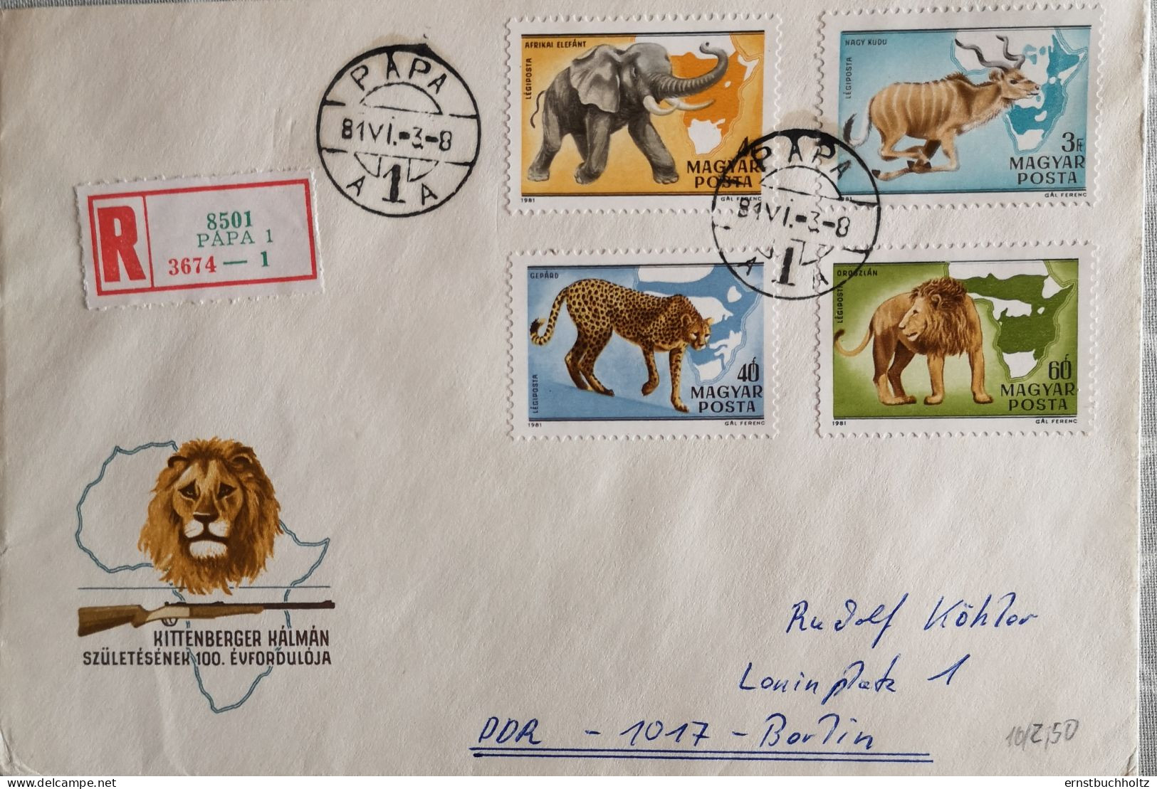 Ungarn Einschreibebrief 1981 4v Wildlebende Säugetiere - Storia Postale