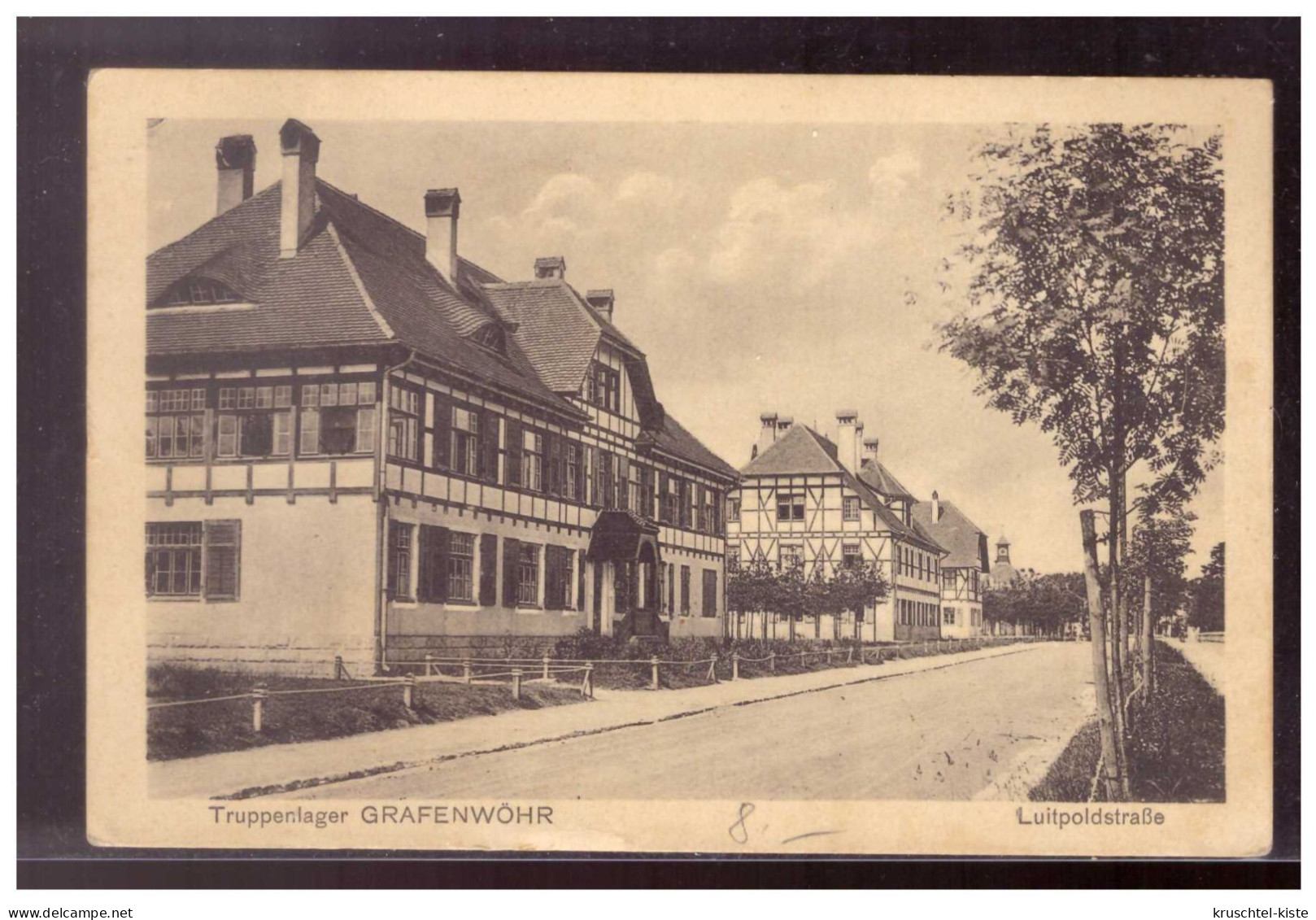 DT-Reich (021686) Propaganda Postkarte, Truppenlager Grafenwöhr, Luitpoldstraße, Gelaufen Mit RS Aufkleber 28.11.1916 - Neustadt Waldnaab