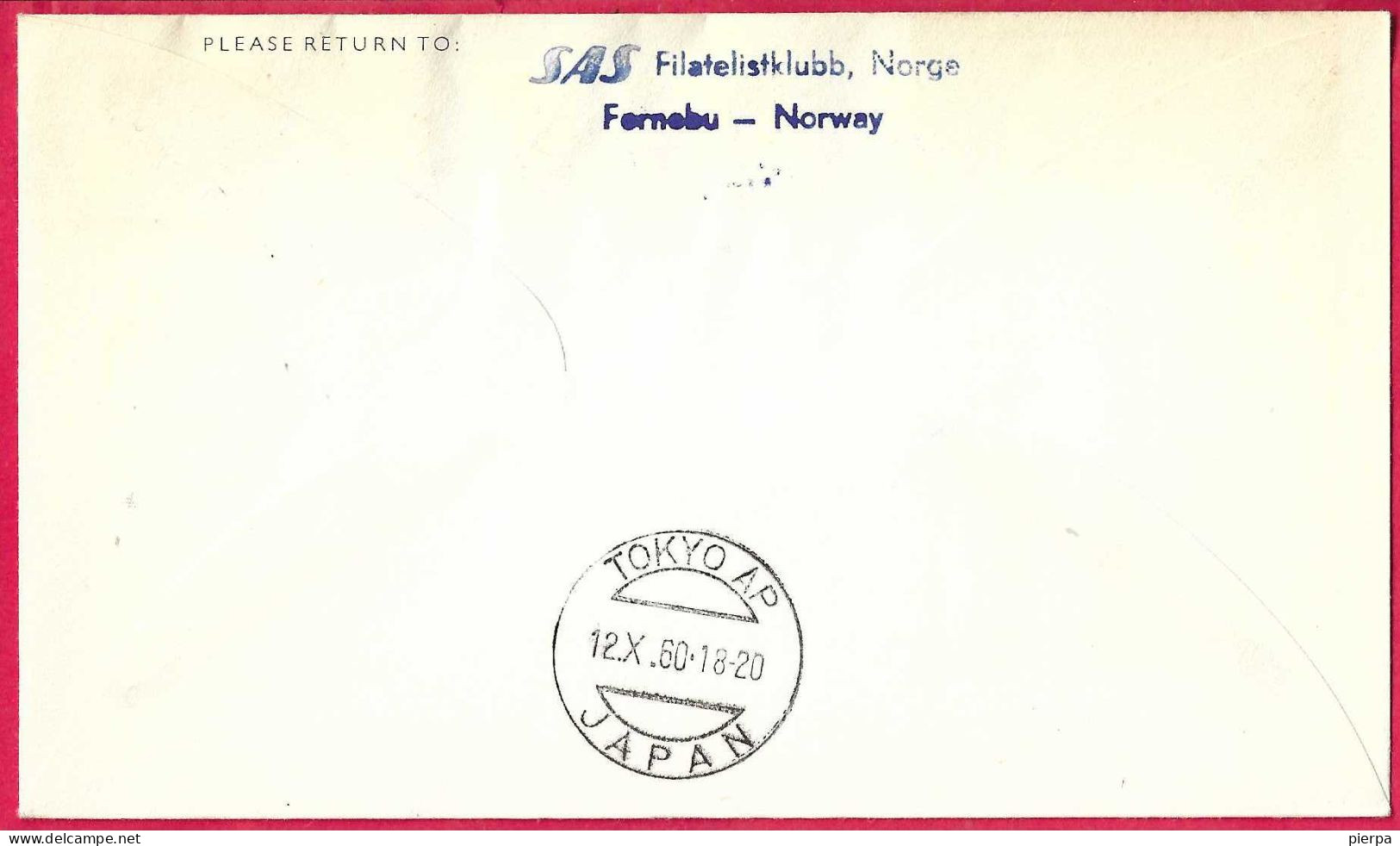 NORGE - FIRST DOUGLAS DC-8 FLIGHT - SAS - FROM OSLO TO TOKYO *11.10.60* ON OFFICIAL COVER - Cartas & Documentos