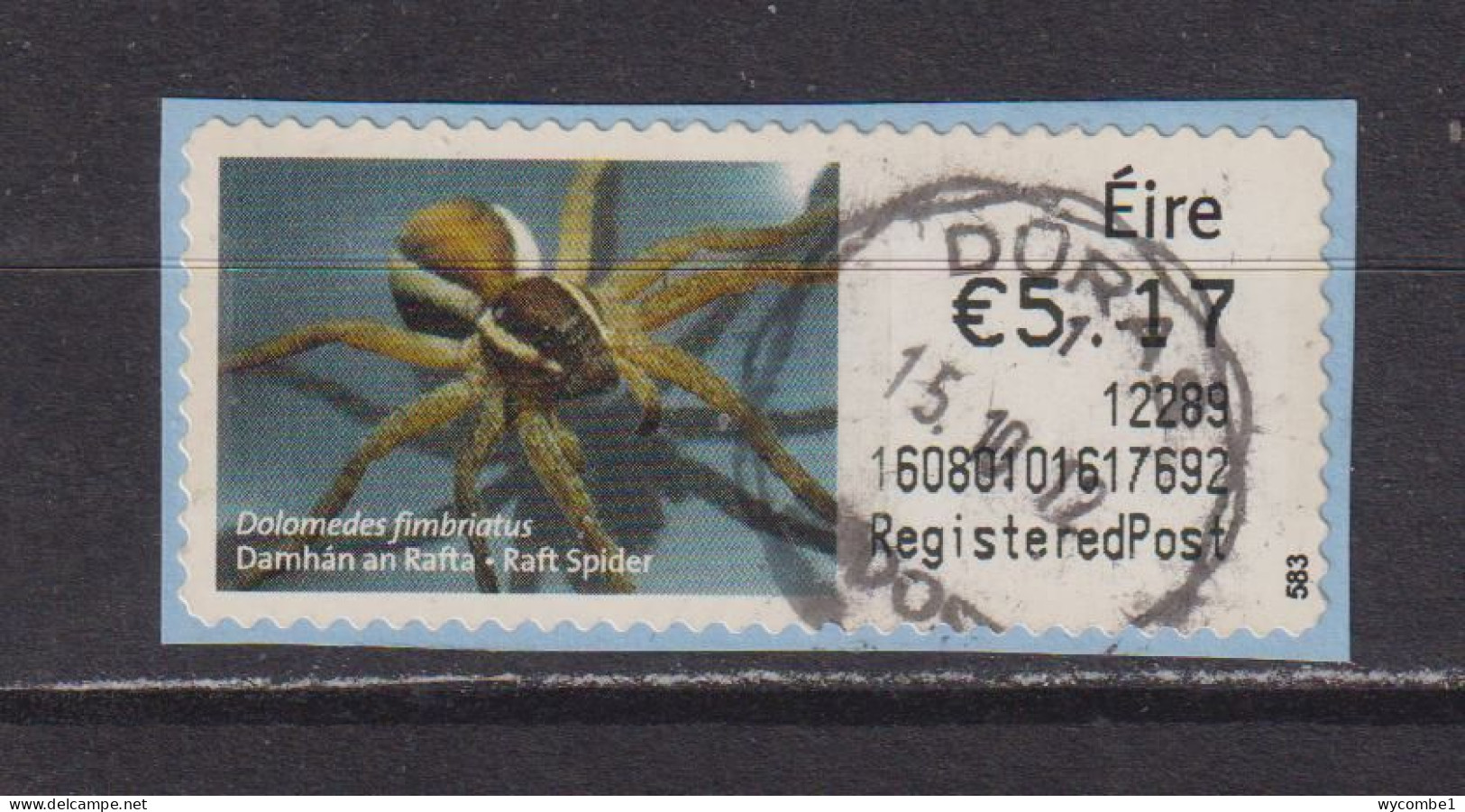 IRELAND  -  2012 Raft Spider SOAR (Stamp On A Roll)  CDS  Used On Piece As Scan - Oblitérés