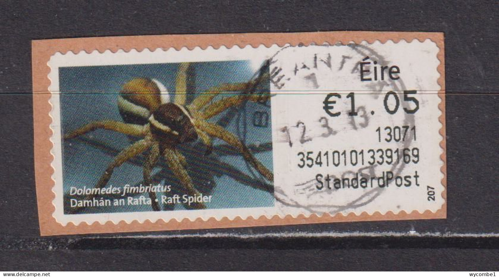 IRELAND  -  2012 Raft Spider SOAR (Stamp On A Roll)  CDS  Used On Piece As Scan - Oblitérés