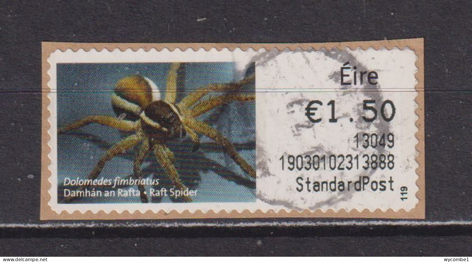 IRELAND  -  2012 Raft Spider SOAR (Stamp On A Roll)  CDS  Used On Piece As Scan - Used Stamps