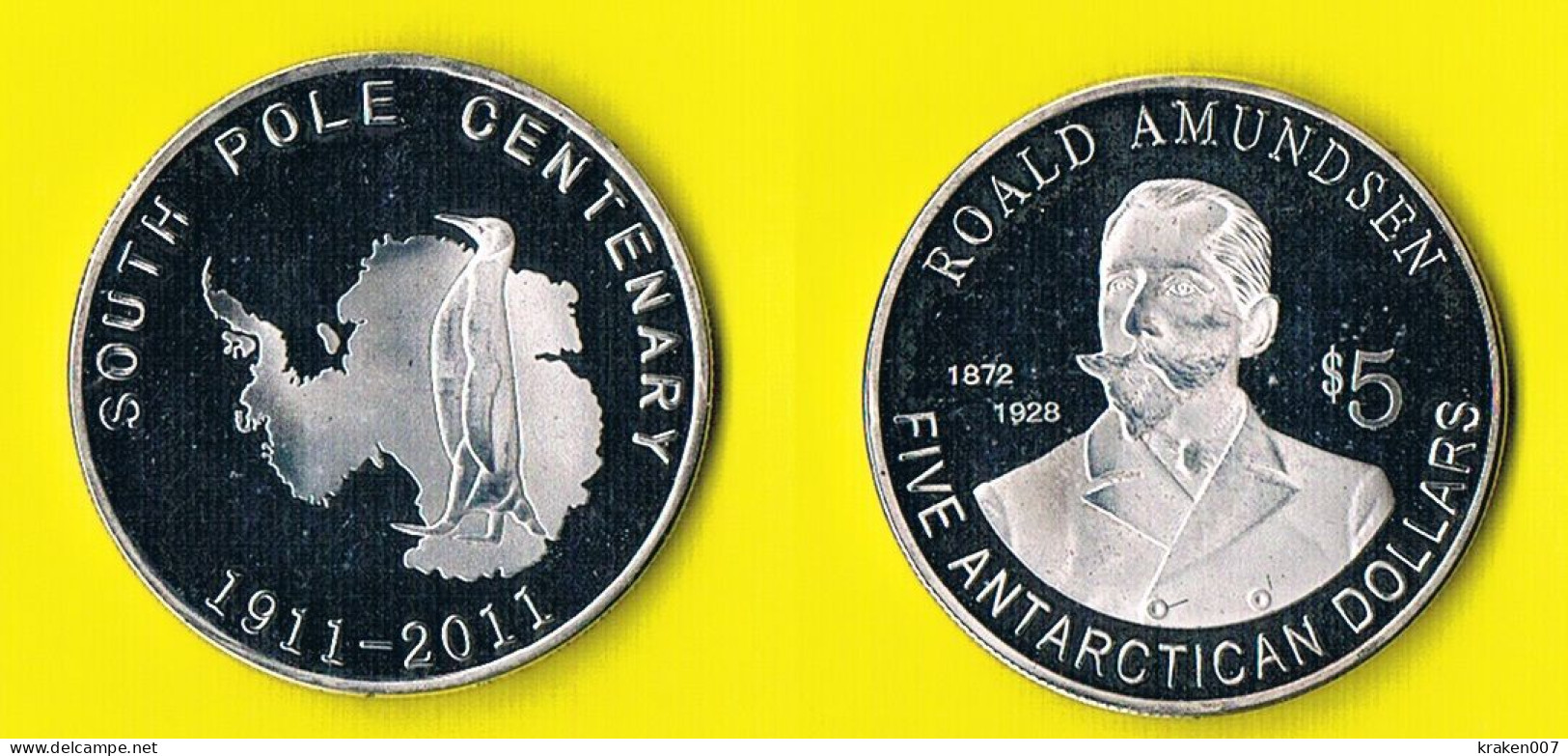 South Pole 5 Dollars UNC Antarctica Penguin Roald Amundsen - 2011 - Sonstige – Ozeanien