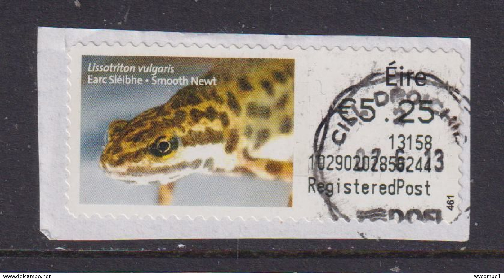 IRELAND  -  2012 Smooth Newt SOAR (Stamp On A Roll)  CDS  Used On Piece As Scan - Used Stamps
