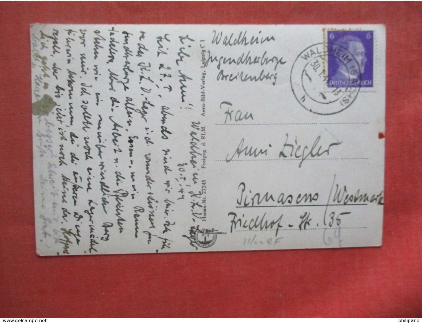 RPPC. Waldheim Germany > Saxony > Waldheim   Hitler Stamp & Cancel.    Ref 6011 - Waldheim