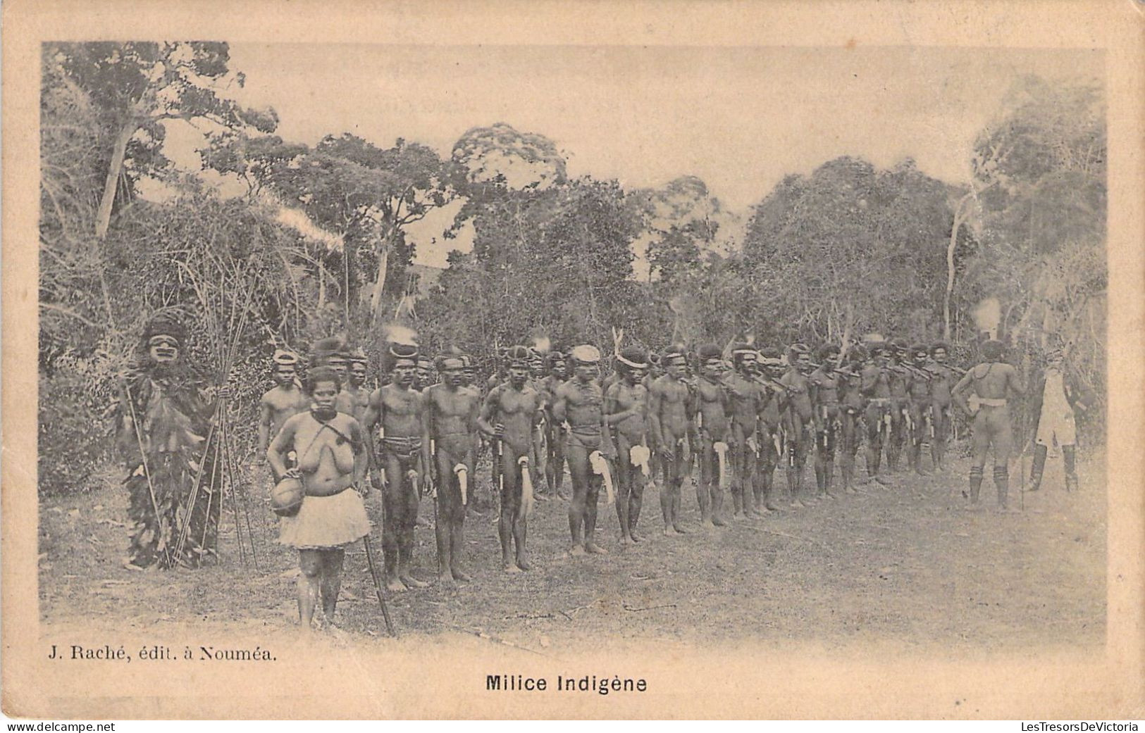 NOUVELLE CALEDONIE - Milice Indigène - J Raché  - Carte Postale Animée - Nouvelle Calédonie