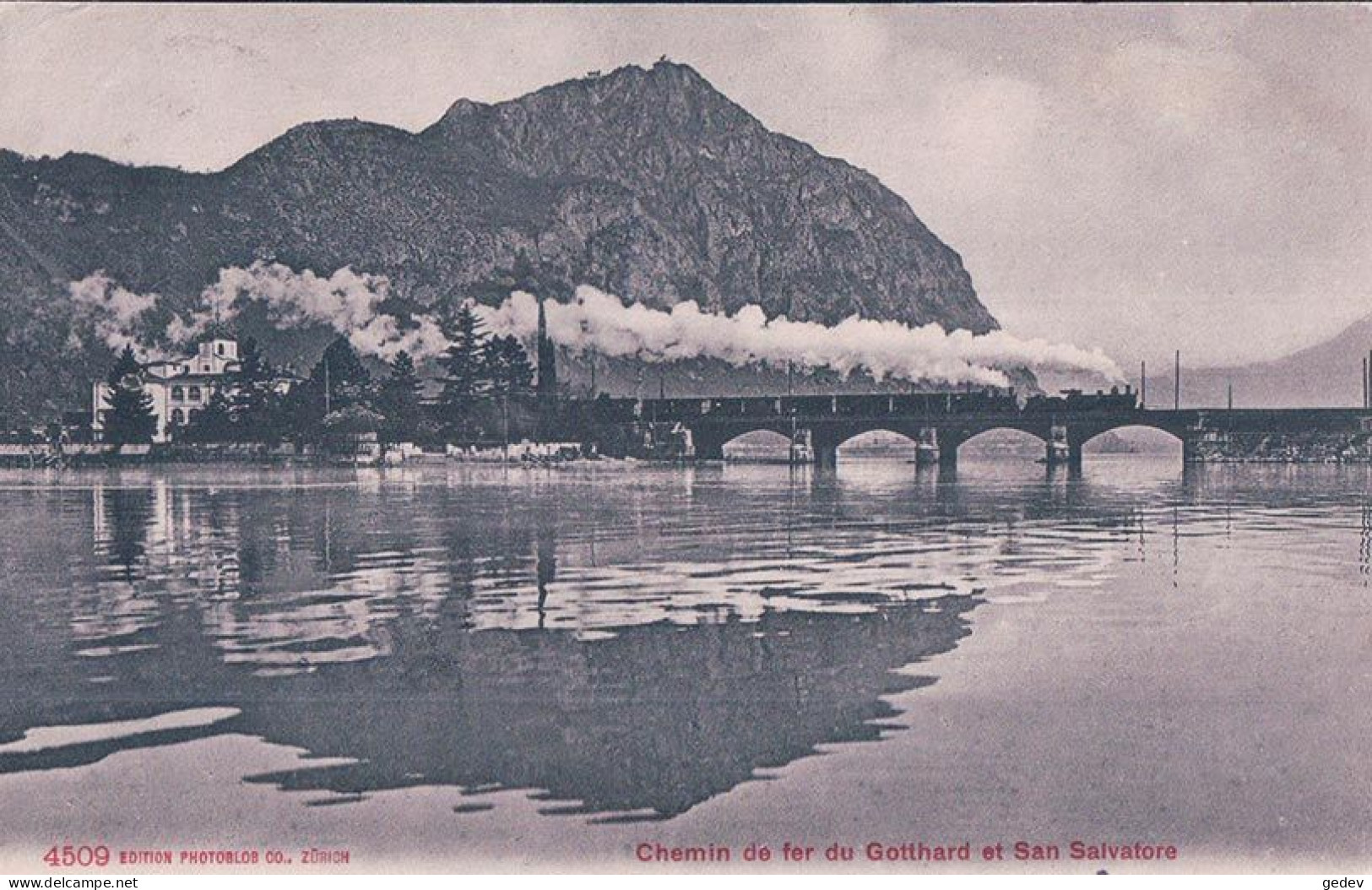 Melide TI, Chemin De Fer Du Gotthard, Train à Vapeur Sur Le Pont (4509) - Melide