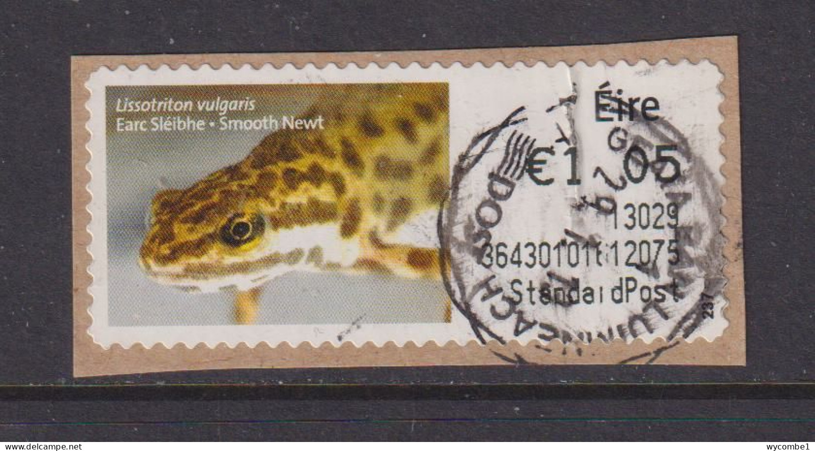 IRELAND  -  2012 Smooth Newt SOAR (Stamp On A Roll)  CDS  Used On Piece As Scan - Oblitérés