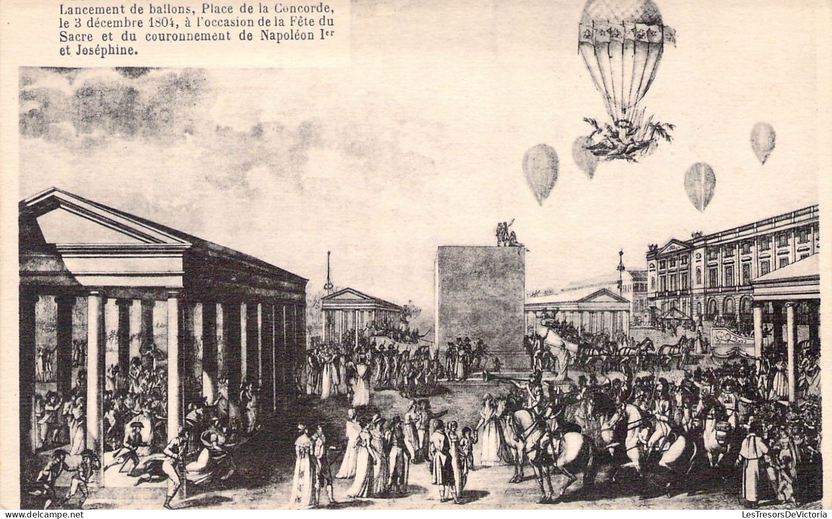 Napoléon - Lancement De Ballons - Place De La Concorde à L'occasion De La Fête Du Sacre - Carte Postale Animée - Personnages Historiques