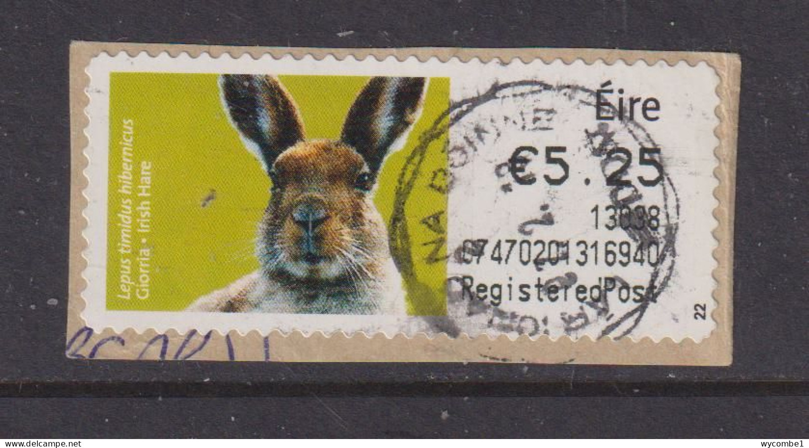 IRELAND  -  2012 Irish Hare SOAR (Stamp On A Roll)  CDS  Used On Piece As Scan - Oblitérés