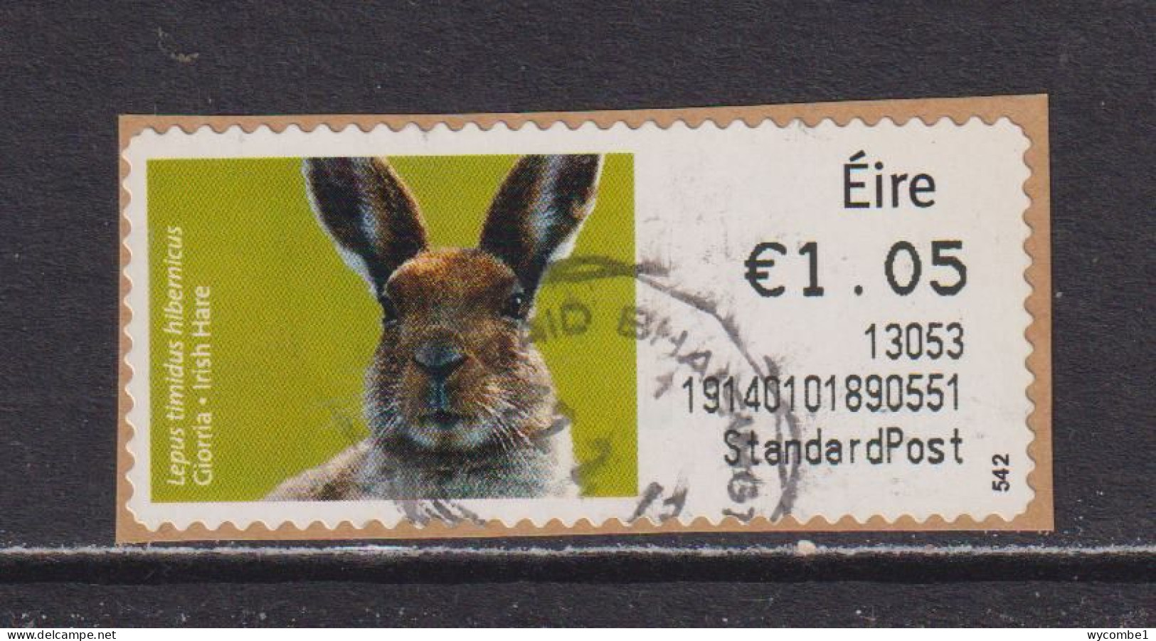 IRELAND  -  2012 Irish Hare SOAR (Stamp On A Roll)  CDS  Used On Piece As Scan - Oblitérés