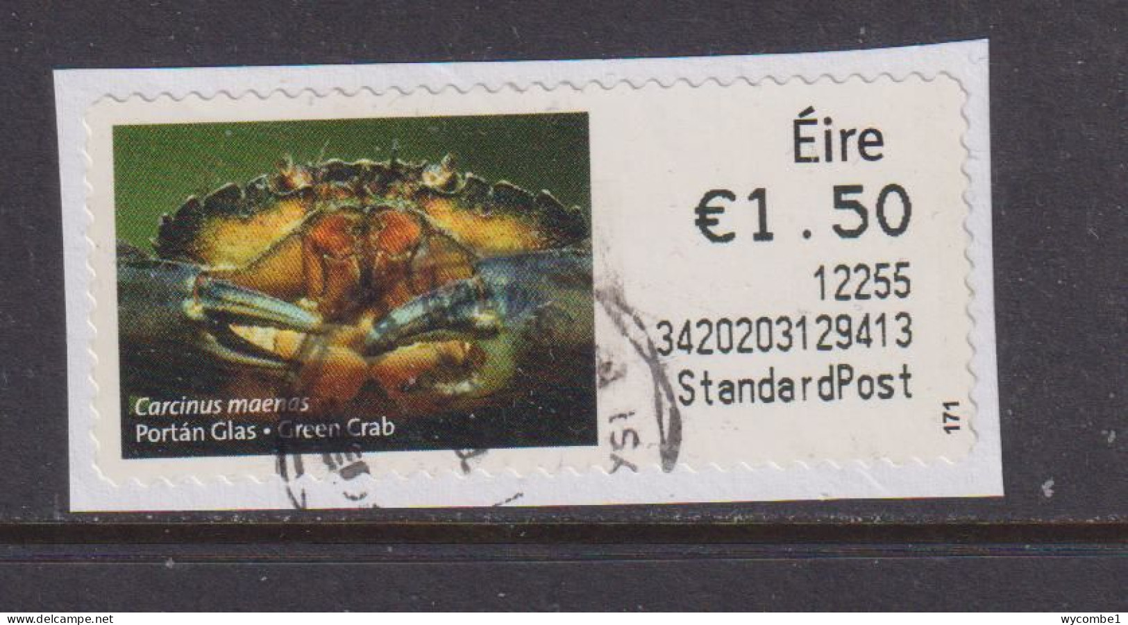 IRELAND  -  2012 Green Crab SOAR (Stamp On A Roll)  CDS  Used On Piece As Scan - Used Stamps