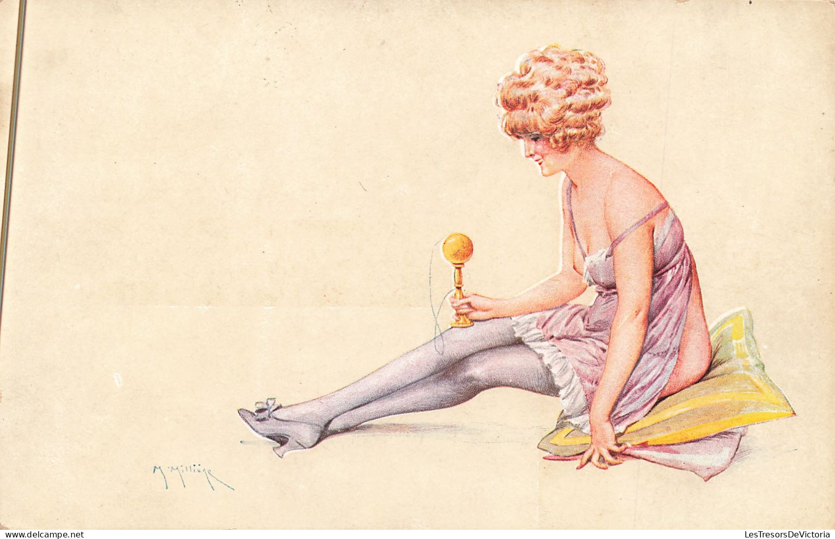 Illustrateur - Millière - Erotique - Jeune Femme En Déshabillé - Carte Postale Ancienne - Milliere