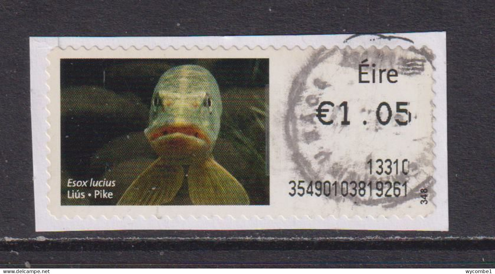 IRELAND  -  2012 Pike SOAR (Stamp On A Roll)  CDS  Used On Piece As Scan - Used Stamps