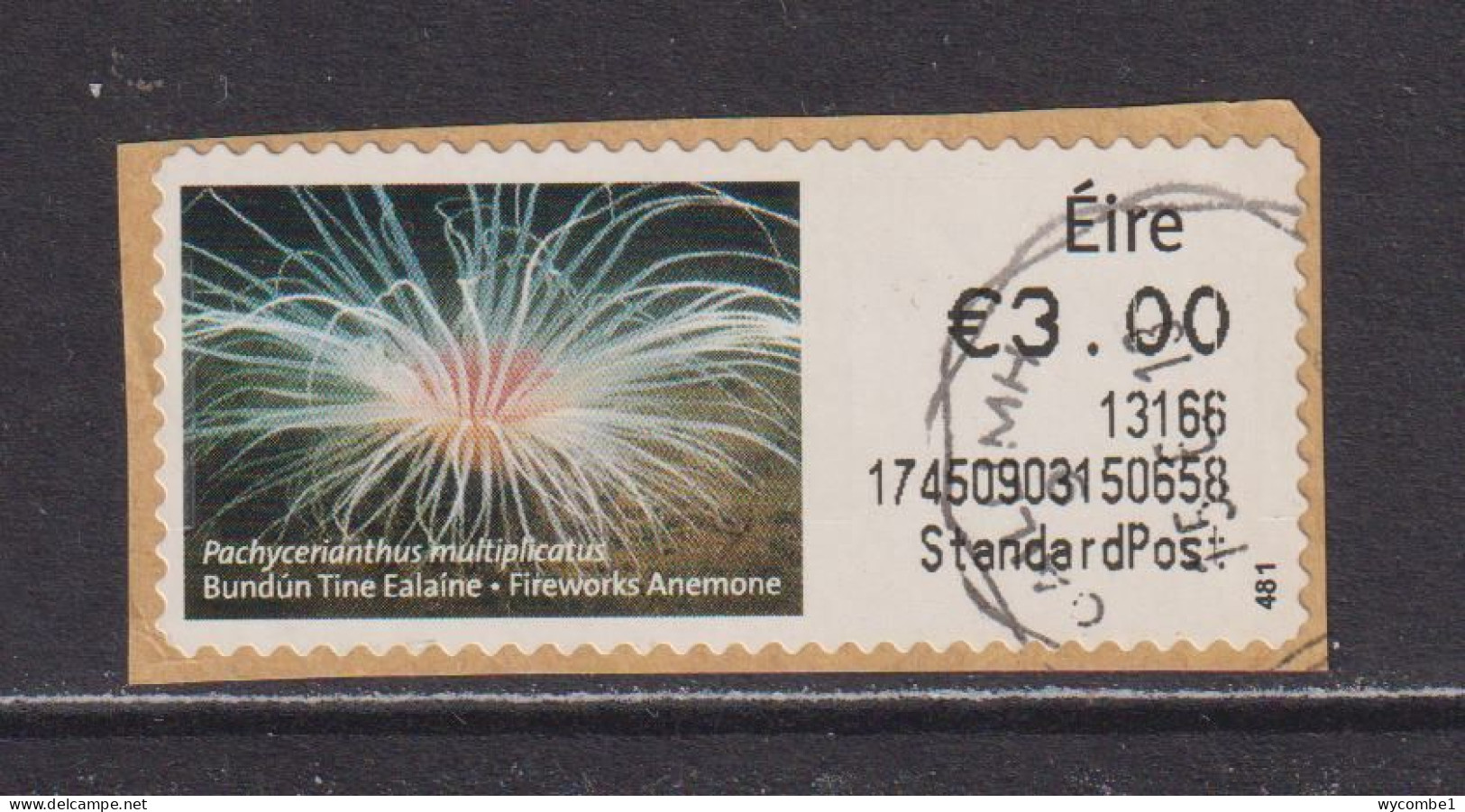 IRELAND  -  2012 Fireworks Anemone SOAR (Stamp On A Roll)  CDS  Used On Piece As Scan - Oblitérés