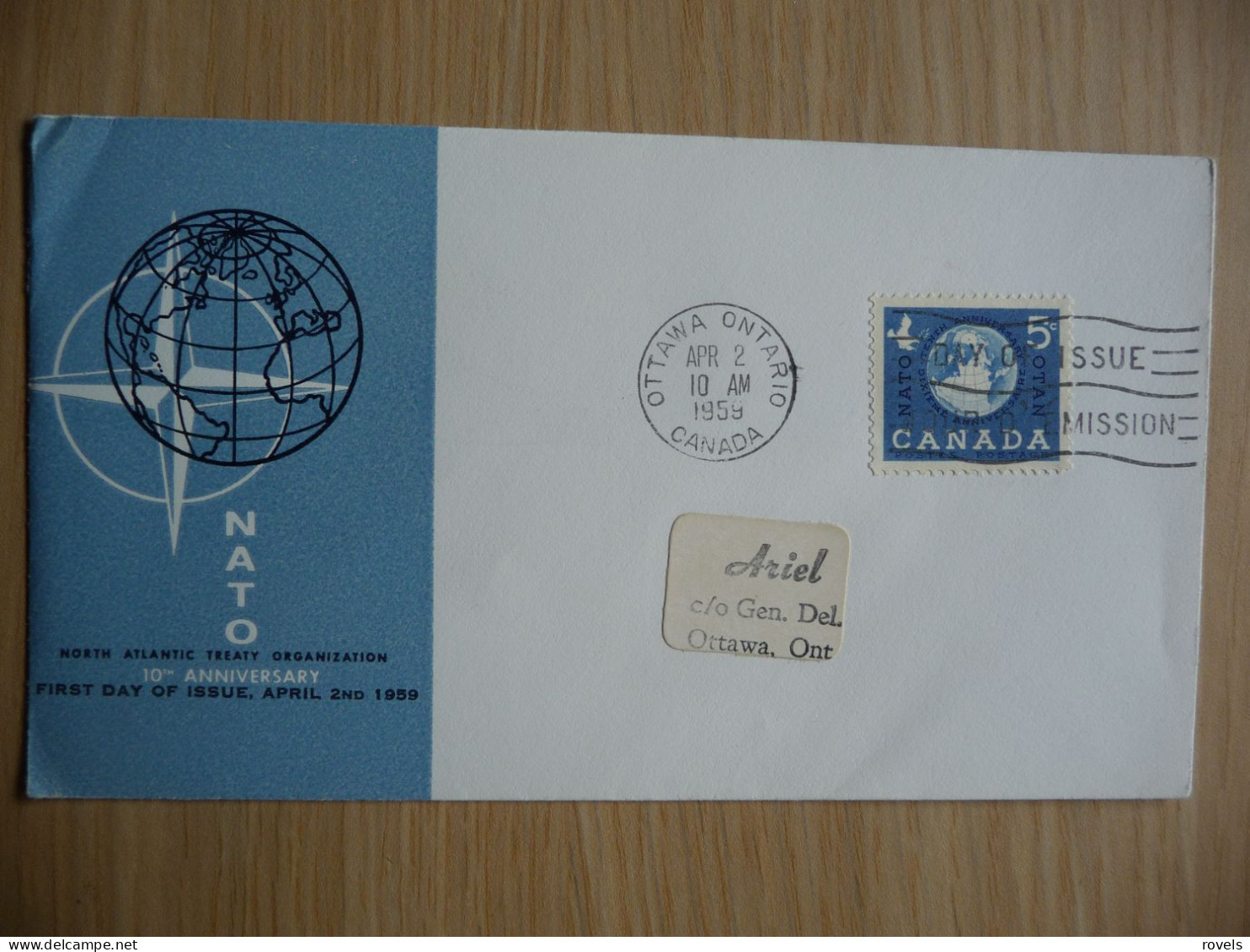 (8) CANDA Europe NATO FDC 1959 Canada Mi.331 - Cancel Ottawa - Lettres & Documents