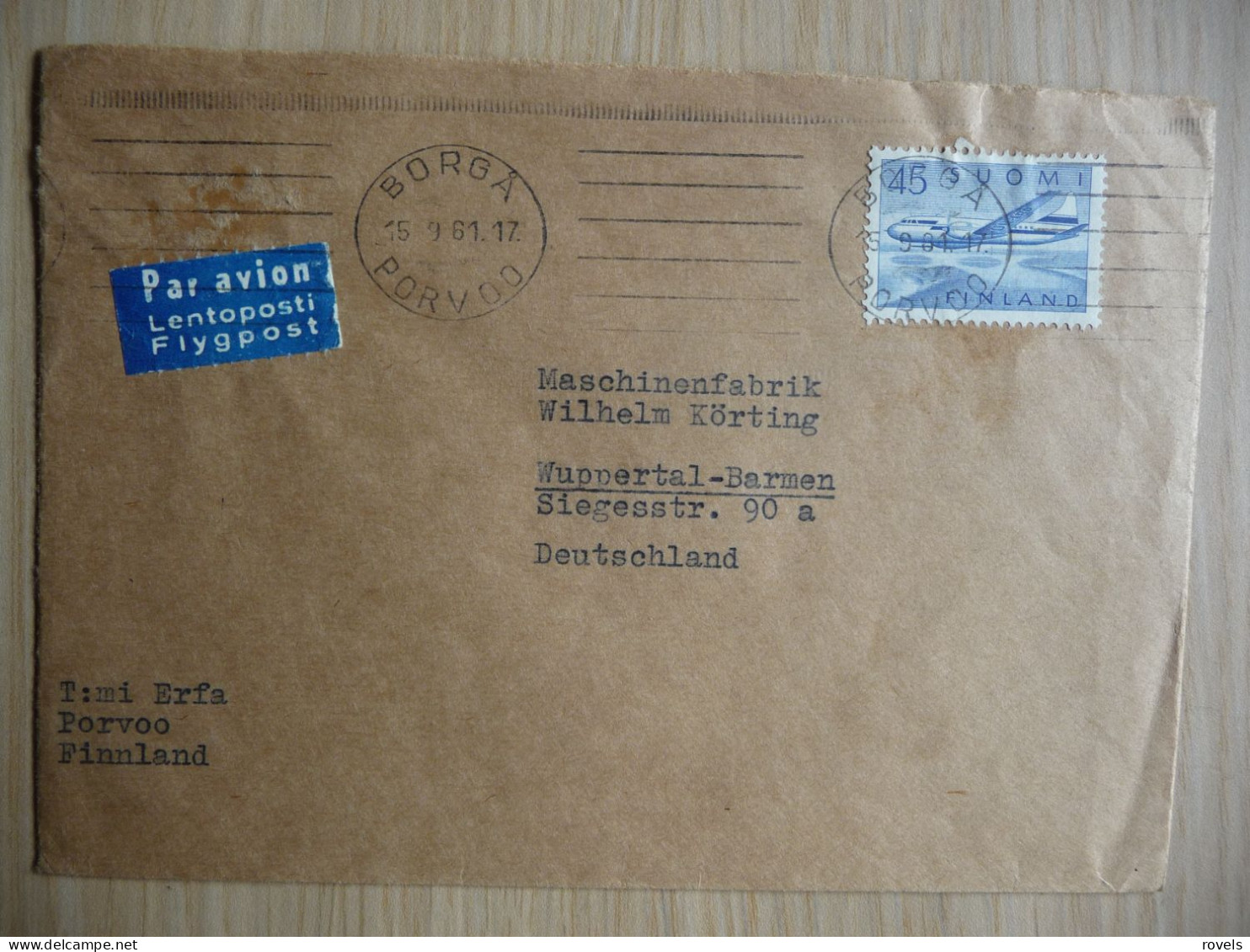 (8) FINLAND COVER 1961 SENT TO DUITSLAND . - Lettres & Documents