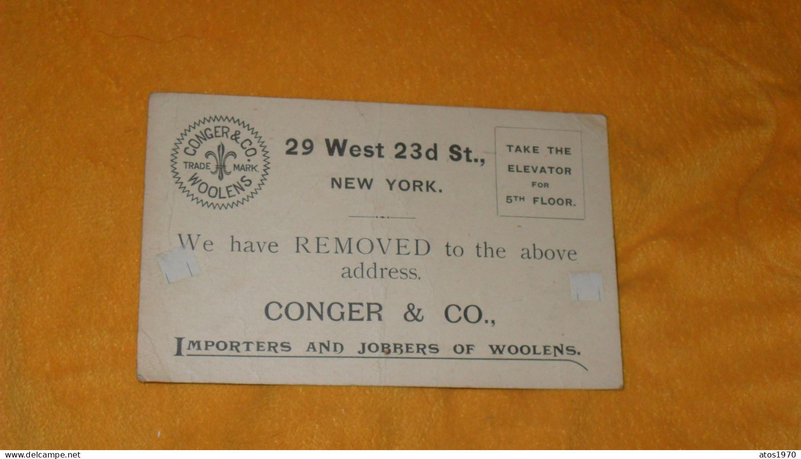 CARTE POSTALE ANCIENNE DATE ?../ CONGER & CO TRADE MARK WOOLENS NEW YORK..TIMBRE ENTIER - Other & Unclassified