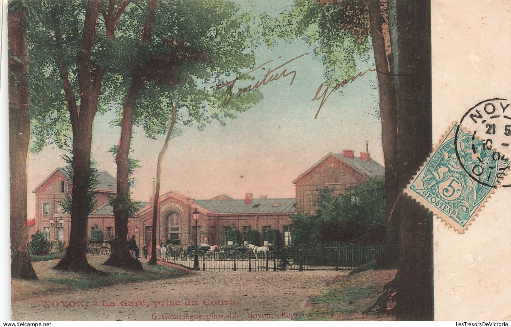 France - Noyon - La Gare Prise Du Cours - Animé - Colorisé - G. Compiègne - Carte Postale Ancienne - Noyon