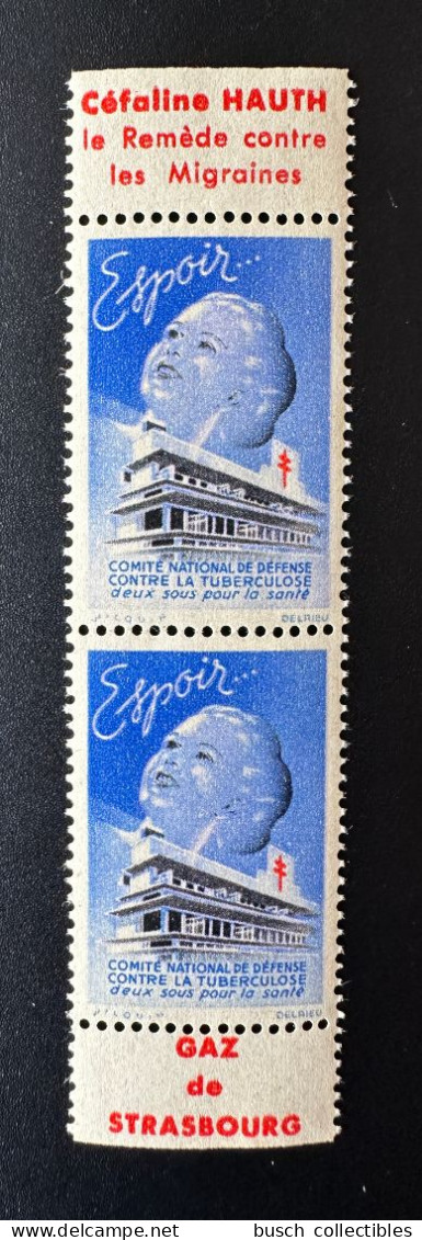 France 1939 Antituberculeux Tuberculose Tuberculosis Tuberkulose Espoir Céfaline Hauth Gaz De Strasbourg - Ziekte