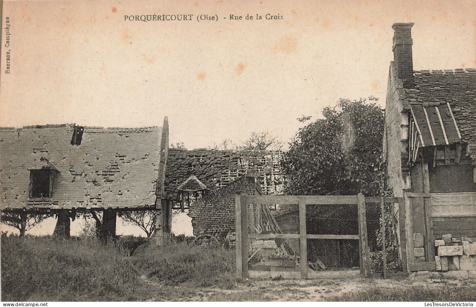 France - Porquéricourt - Rue De La Croix - Bourson - Carte Postale Ancienne - Compiegne