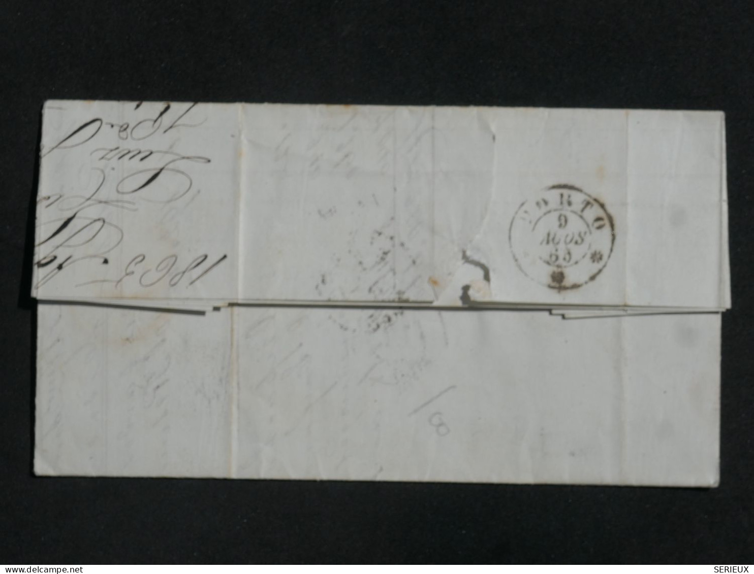 AJ19 PORTUGAL  BELLE LETTRE  1863  LISBOA  A PORTO  +  +AFF. PLAISANT   + - Lettres & Documents