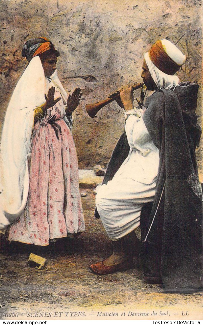 ALGERIE - Scènes Et Types - Musicien Et Danseuse Du Sud - Carte Postale Ancienne - Scenes