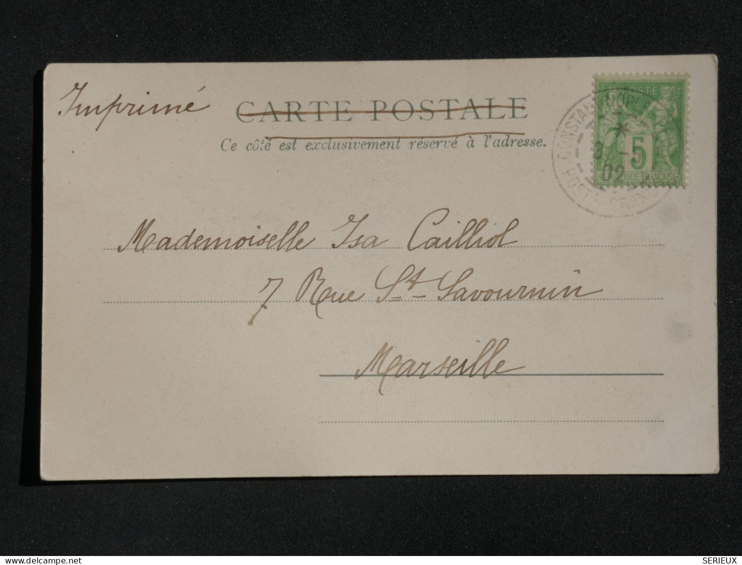 AJ19 TURQUIE FRANCE  BELLE CARTE   1902  COSTANTINOPLE A MARSEILLE FRANCE  +FETE DE BAIRAM   +AFF. INTERESSANT   + - Lettres & Documents