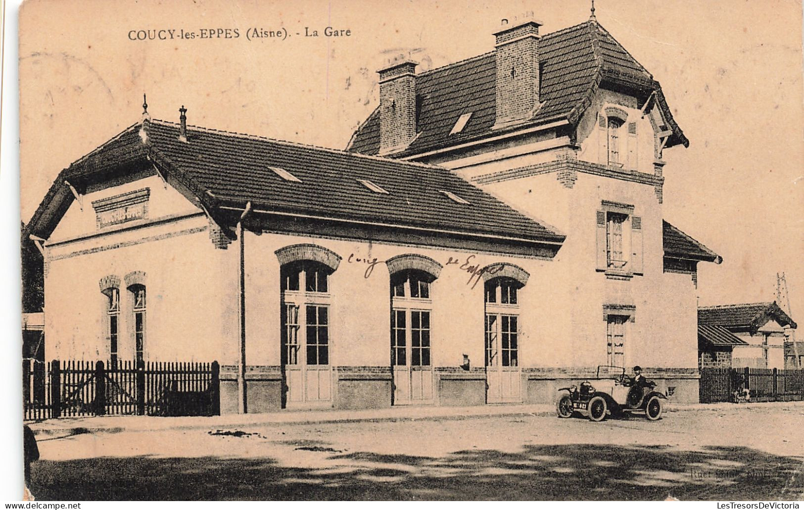 France - Coucy Les Eppes - La Gare - Automobile - Animé  -  Carte Postale Ancienne - Laon