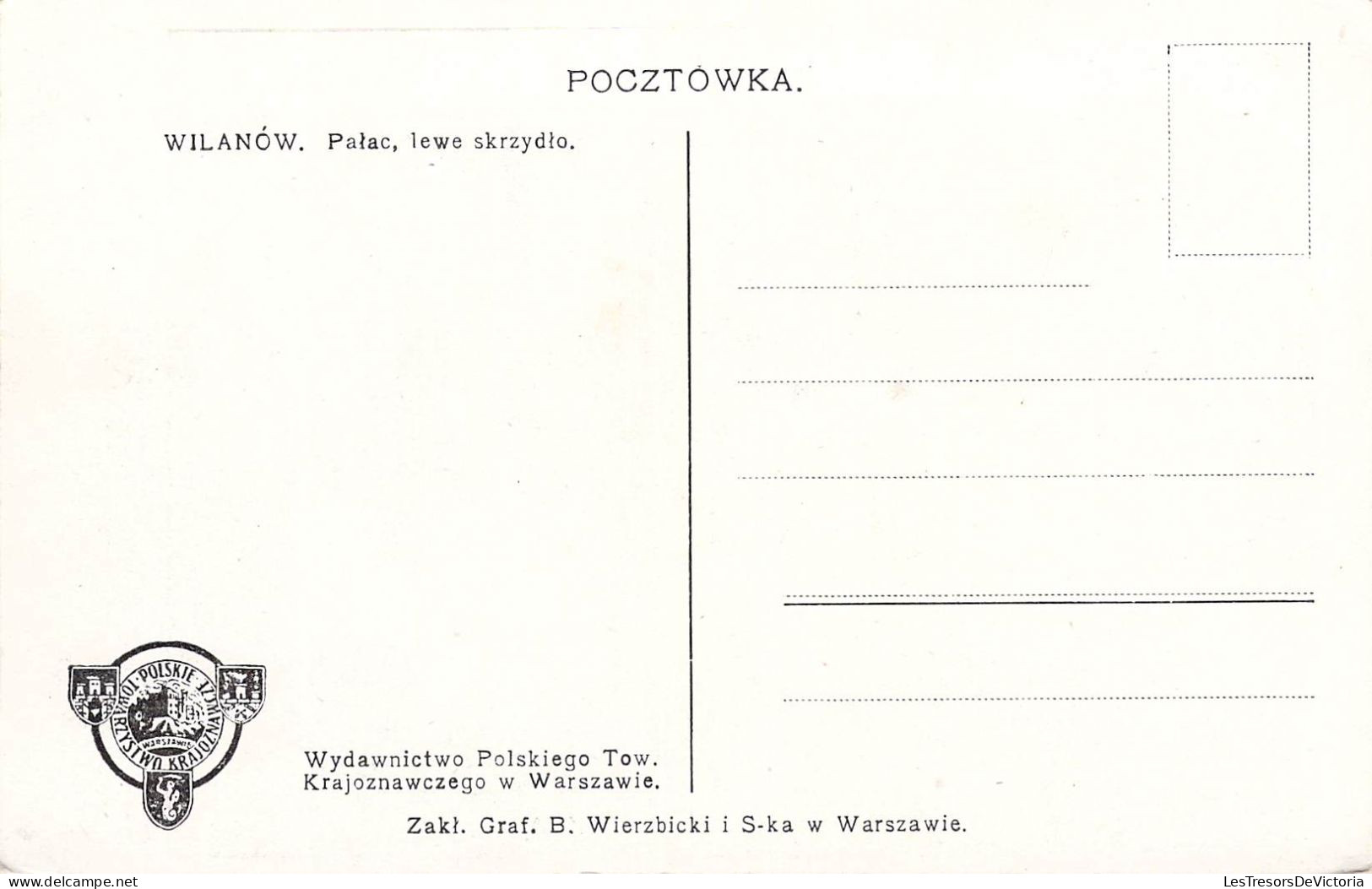 POLOGNE - Varsovie - Wilanow - Palac, Lewe Skrzydlo - Carte Postale Ancienne - Poland