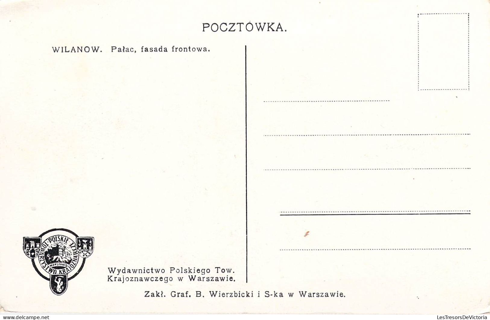 POLOGNE - Varsovie - Wilanow - Palac, Fasada Frontowa  - Carte Postale Ancienne - Polen