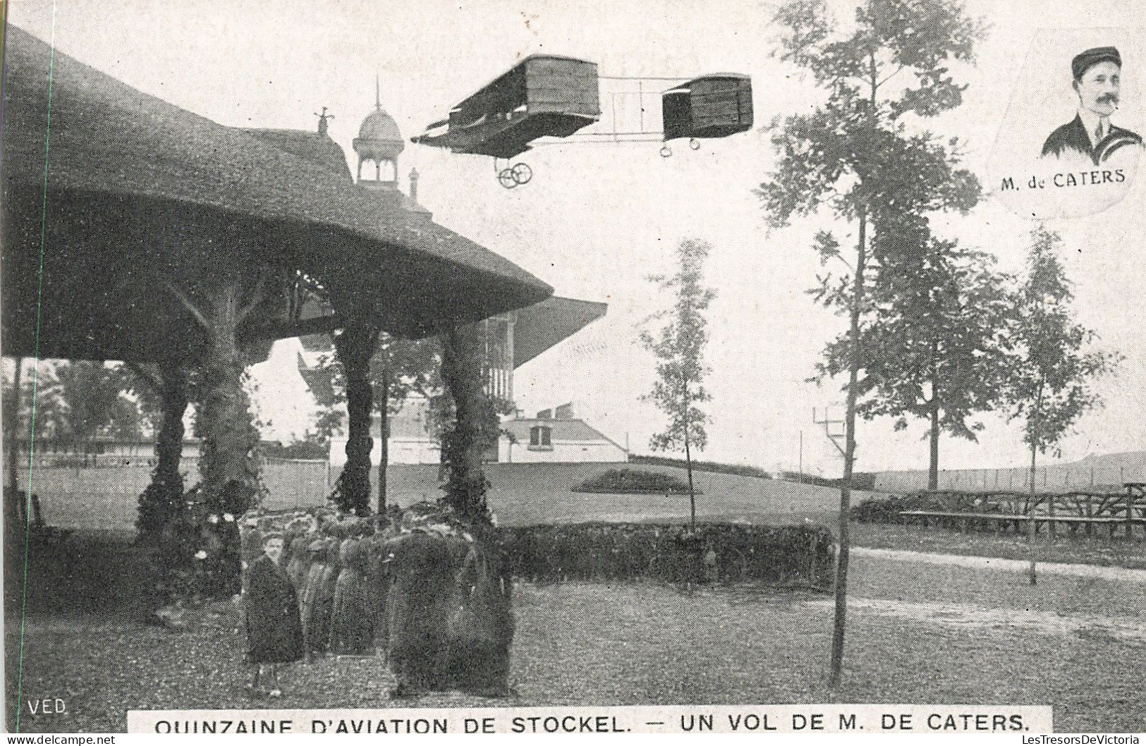 Belgique - Quinzaine D'aviation De Stockel - Un Vol De M. De Caters - Animé - Avion Ancien  -  Carte Postale Ancienne - St-Pieters-Woluwe - Woluwe-St-Pierre