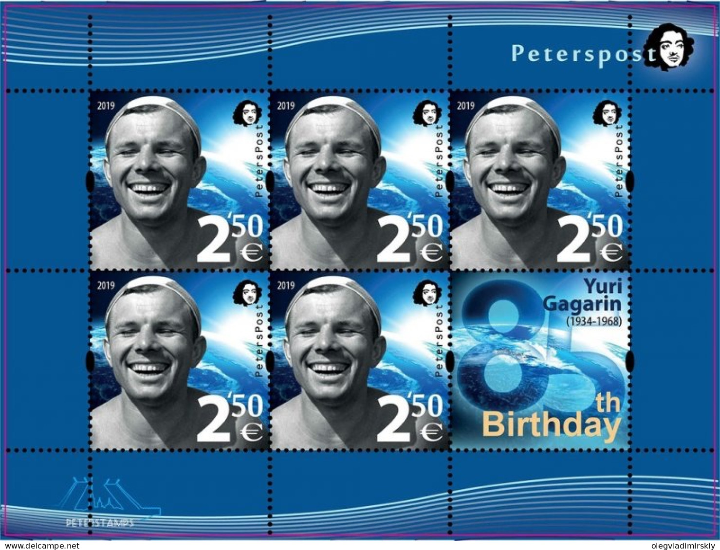 Finland 2019 Yuri Gagarin 85 Ann Peterspost Sheeet With Label Mint - Neufs