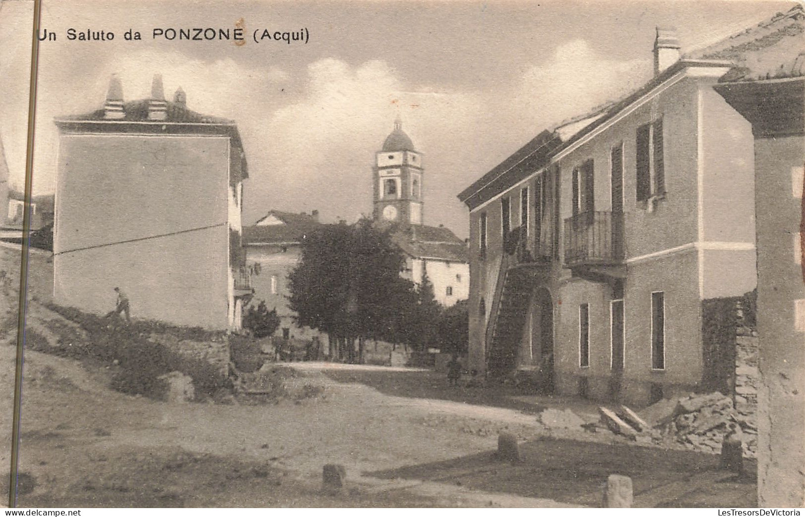 Italie - Un Saluto Da Ponzone - Clocher - Libreria Righetti -  Carte Postale Ancienne - Alessandria