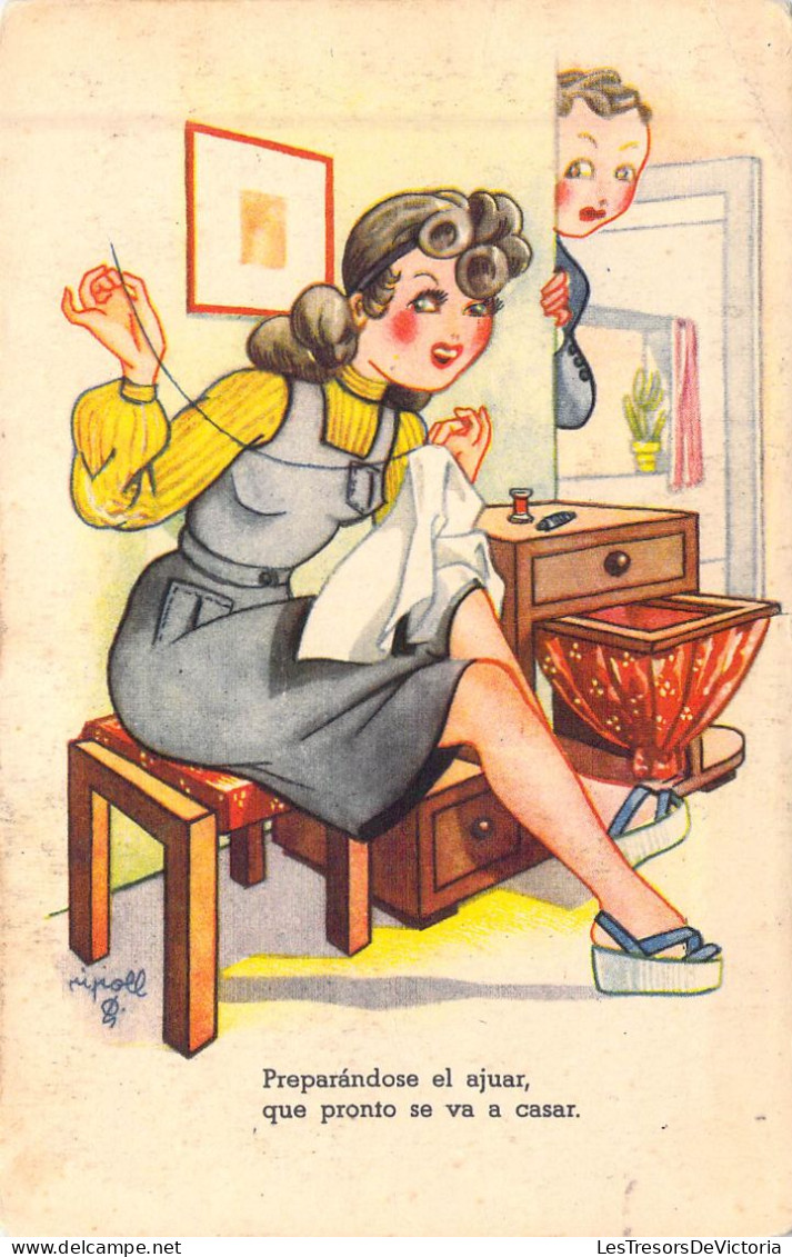 FANTAISIE - Femme - Preparandose El Ajuar, Que Pronto Se Va A Casar - Carte Postale Ancienne - Frauen