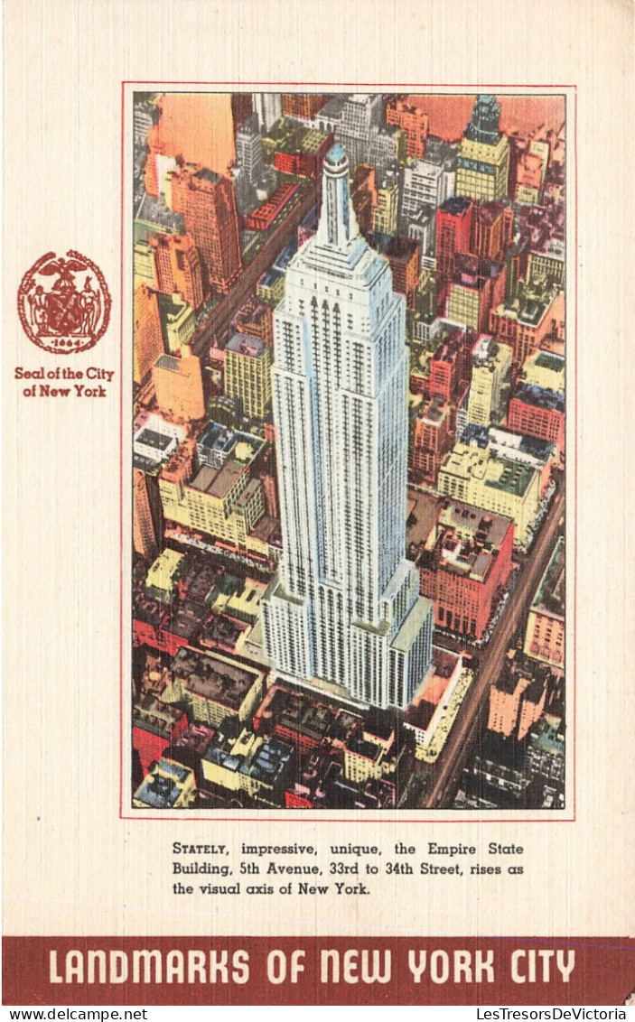 Etats Unis - New York - Landmarks Of New York City - Empire State Building - Colorisé -  Carte Postale Ancienne - Empire State Building