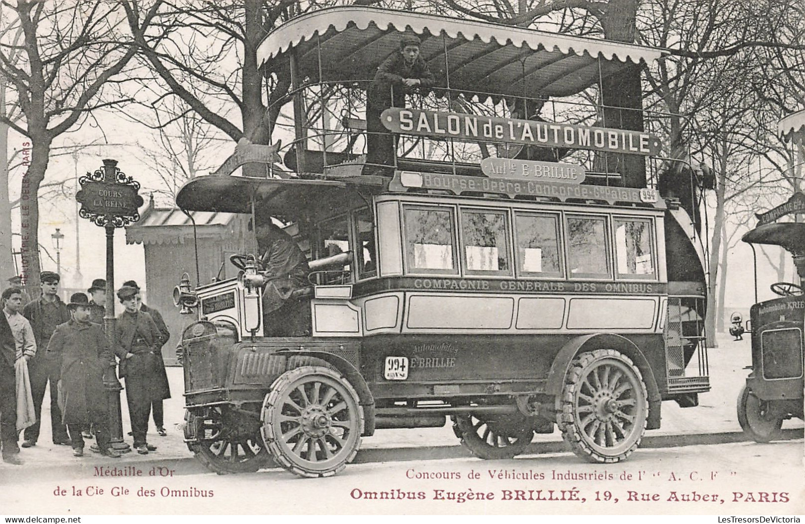 France - Paris - Médaille D'or De La Cie Des Omnibus - Omnibus Eugène Brillé - Salon De L'auto -  Carte Postale Ancienne - Transporte Público