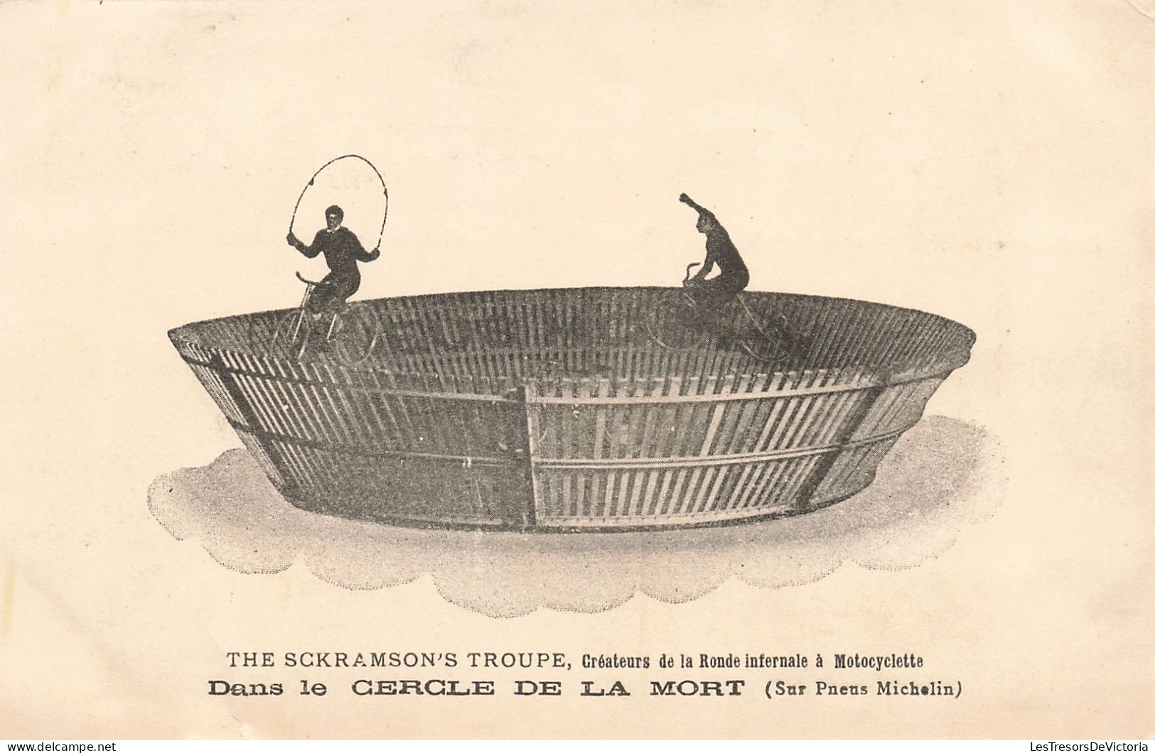 Fantaisies - Dans Le Cercle De La Mort - Sur Pneus Michelin -  Carte Postale Ancienne - Cirque