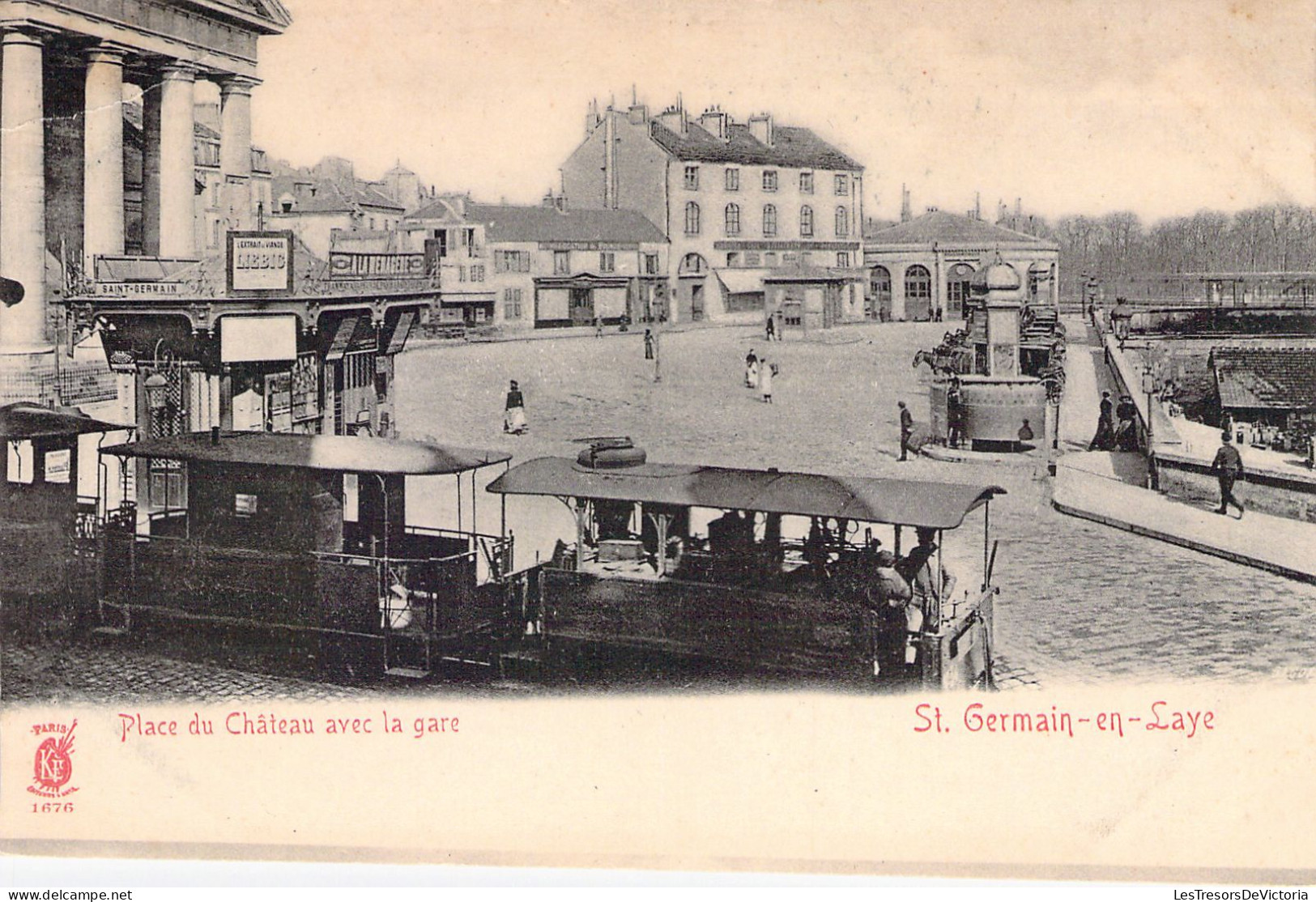 FRANCE - 78 - ST GERMAIN EN LAYE - Place Du Château Avec La Gare - Carte Postale Animée - St. Germain En Laye