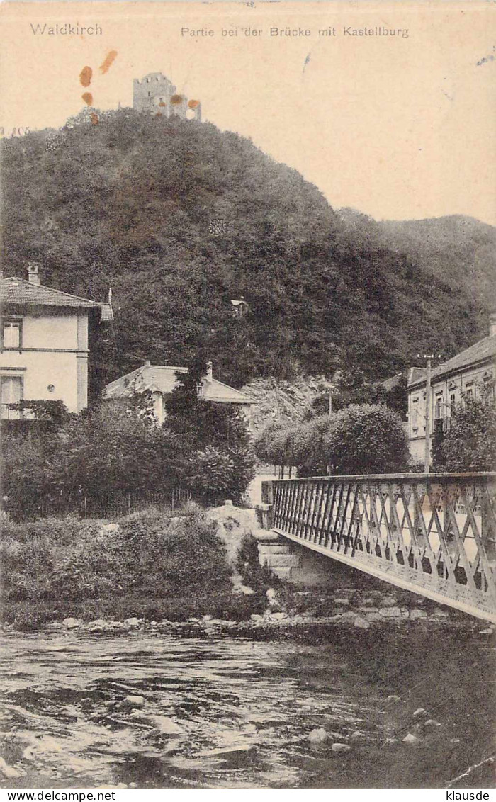Waldkirch Breisgau - Partie Bei Der Brücke Mit Kastellburg Gel.1907 - Emmendingen