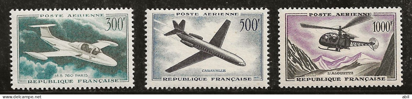France 1957-1959 N°Y.T. : AV 35 à 37 * - 1927-1959 Neufs