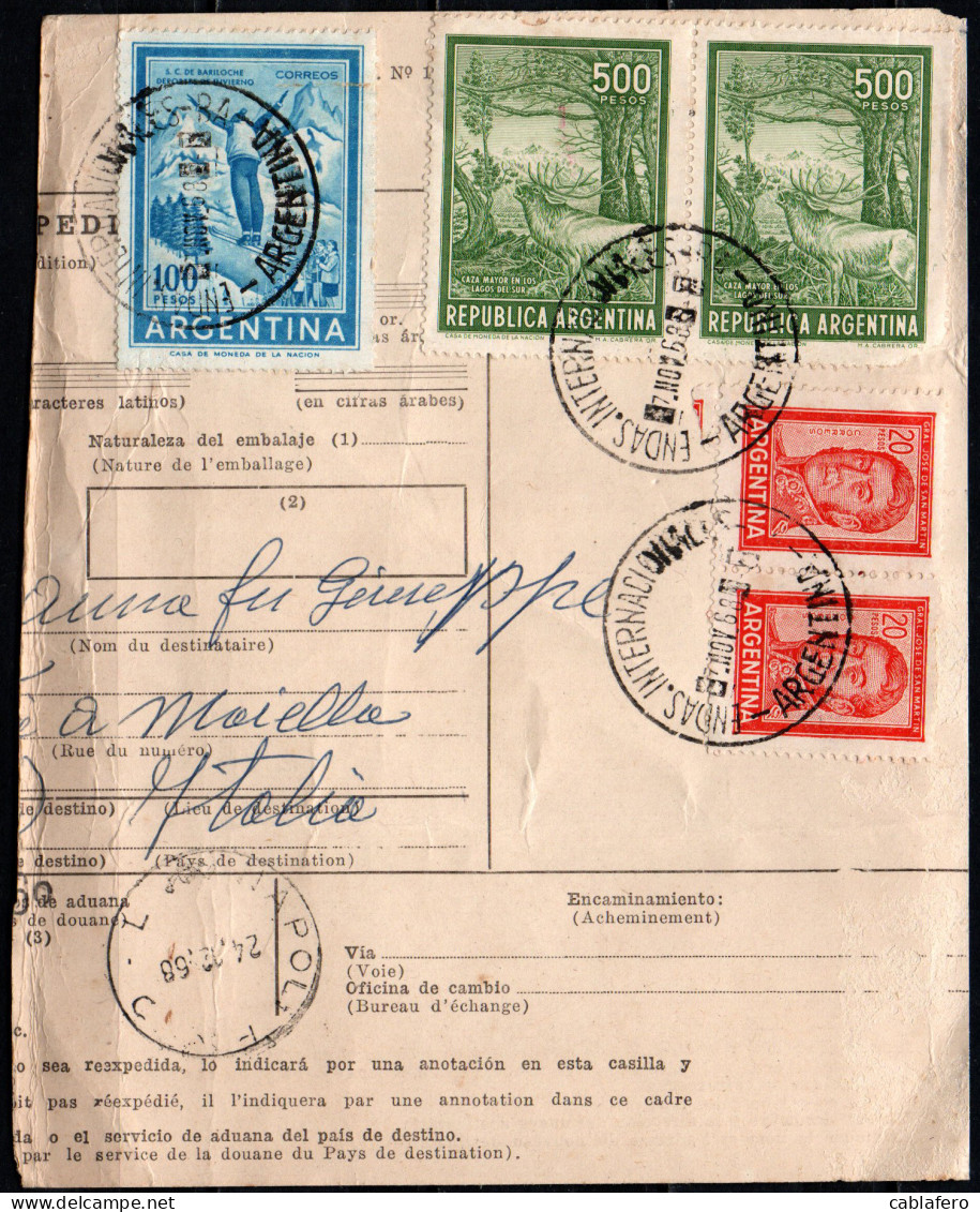 ARGENTINA -1968 - RICEVUTA DI SPEDIZIONE PACCO - Lettres & Documents
