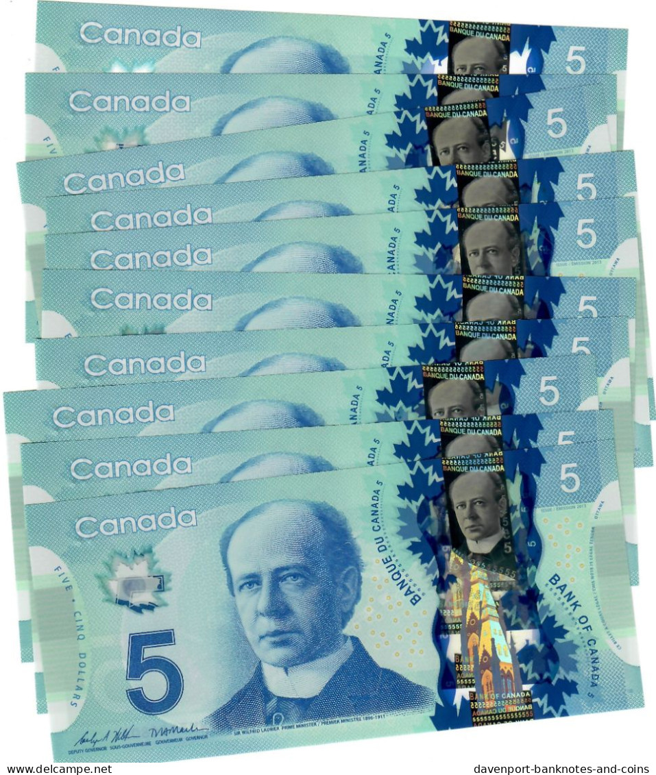 Canada 10x 5 Dollars 2013 UNC "Wilkins/Macklem" - Canada