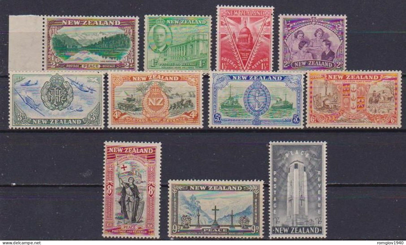NUOVA ZELANDA  1945  ANNIVERSARIO DELLA VITTORIA  UNIF. 323-333  MNH XF++++++++++++++++++++++++ - Unused Stamps