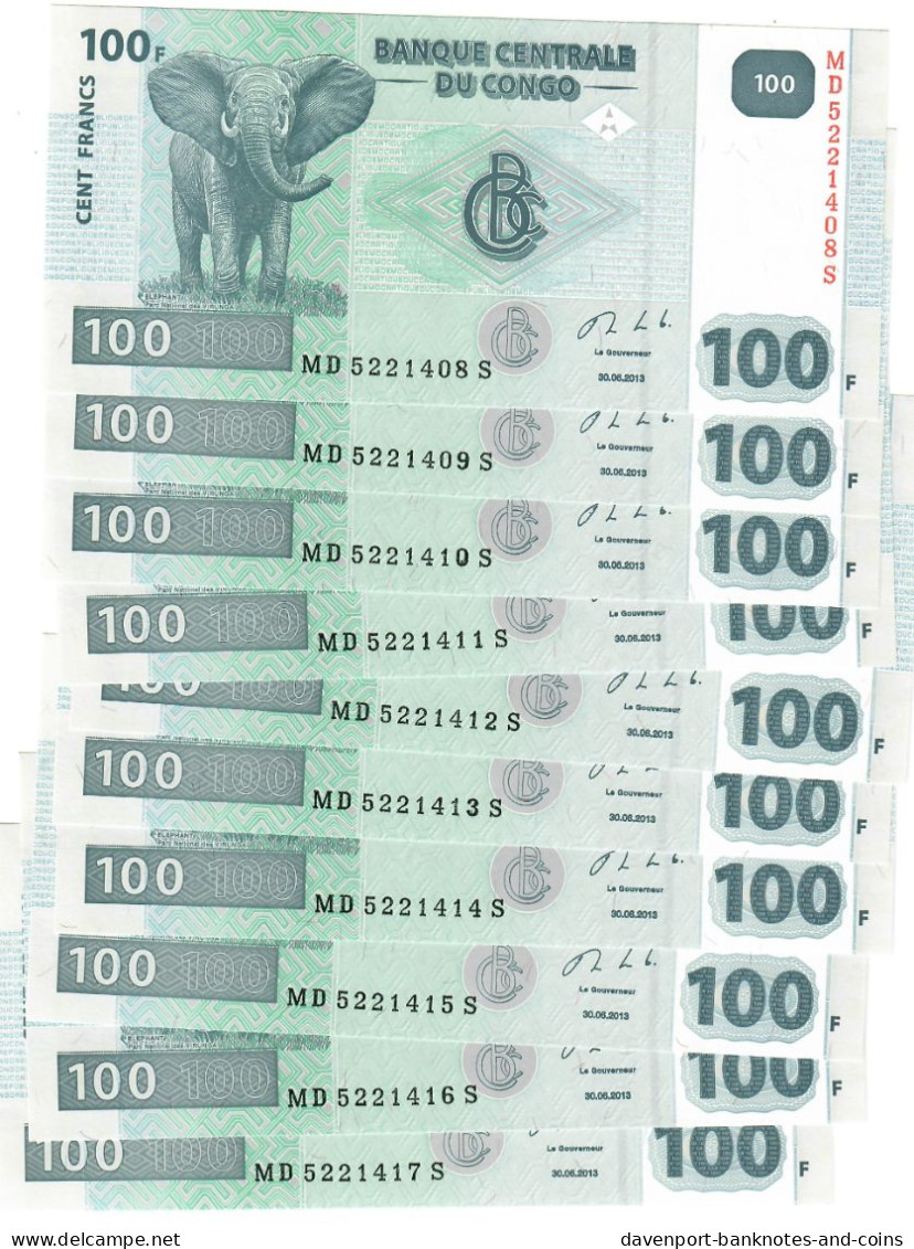 Congo (Democratic Rep) 10x 100 Francs 2013 UNC - République Démocratique Du Congo & Zaïre