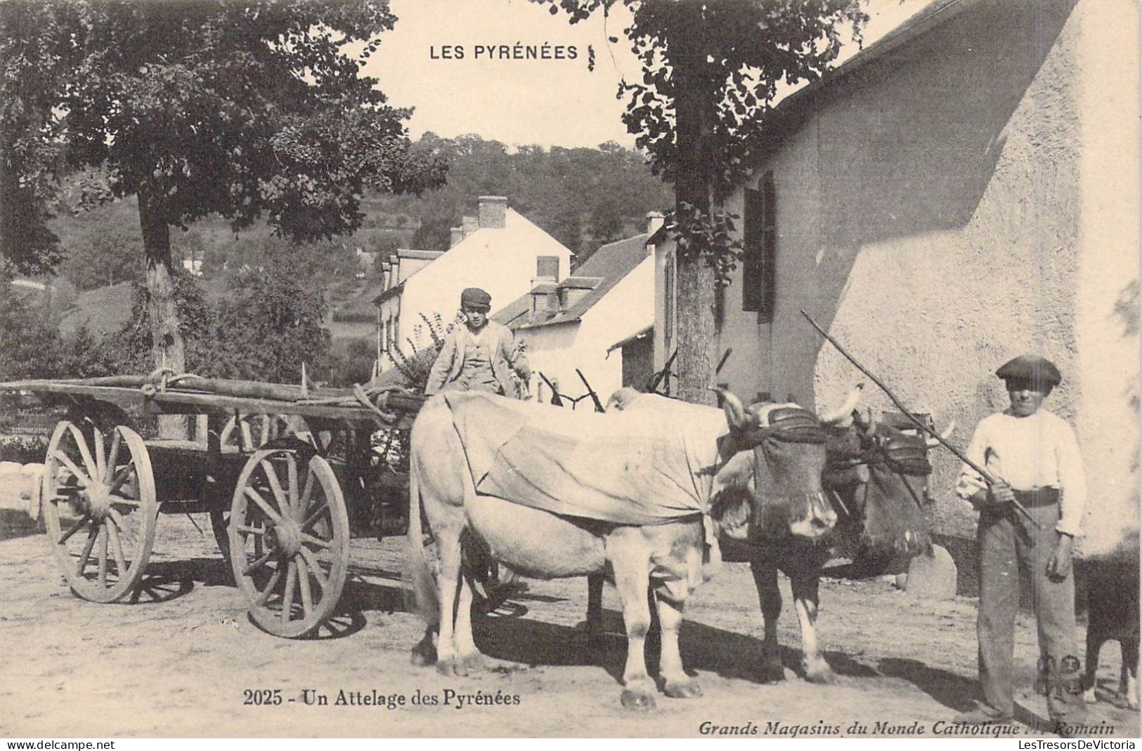FOLKLORE - Les Pyrénées - Un Attelage Des Pyrénées - Grands Magasins Du Monde Catholique - Carte Postale Ancienne - Other & Unclassified